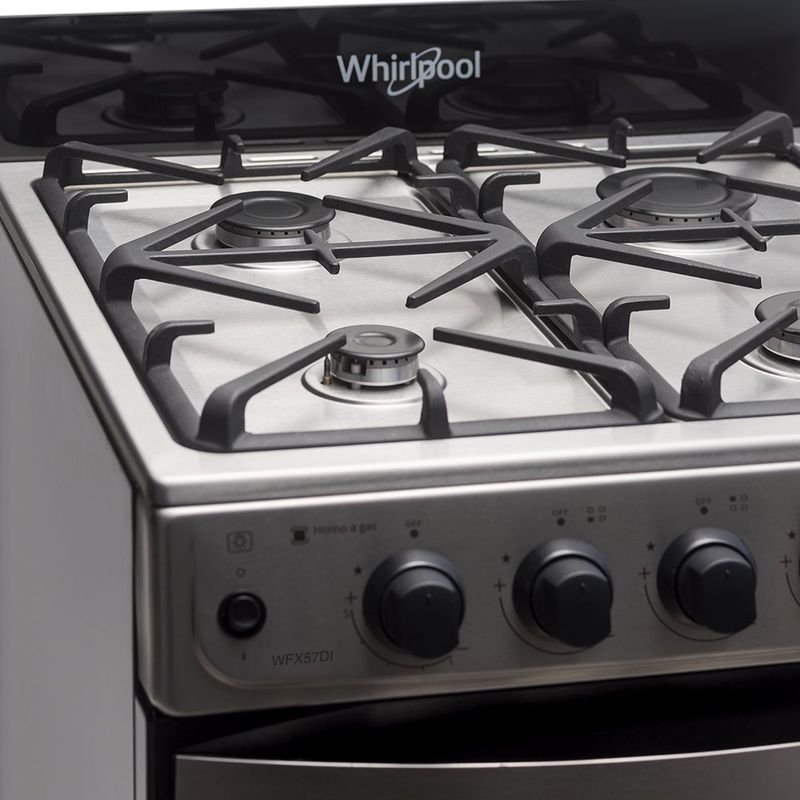 Cocina Whirlpool Multigas 56 CM Inox vista superior