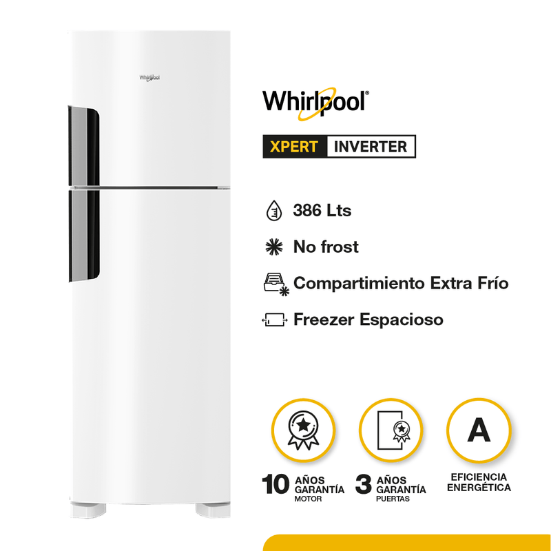 Heladera 386Lts Estantes Regulables Freezer Espacioso