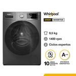 Lavarropas Carga Frontal 9.5kg 1400 rpm Vapor Titanium Gris Oscuro