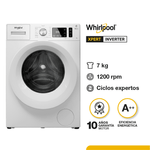 Lavarropas Carga Frontal 7 kg  Panel Digital 1200 rpm Blanco